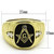 Men's Gold IP Stainless Steel Masonic Style Ring with Clear Crystals - Size 9 - IMAGE 2