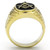 Men's Gold IP Stainless Steel Masonic Style Ring with Clear Crystals - Size 9 - IMAGE 3