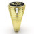 Men's Gold IP Stainless Steel Masonic Style Ring with Clear Crystals - Size 9 - IMAGE 4