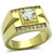 Men's IP Gold Plated Stainless Steel Ring with Round Cubic Zirconia - Size 12 - IMAGE 1