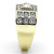 Men's Two Tone Gold IP Stainless Steel Ring with Clear Crystals - Size 8 - IMAGE 4