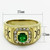 Men's Gold IP Stainless Steel Ring with Emerald Green Synthetic Glass Stone - Size 8 (Pack of 2) - IMAGE 2