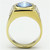 Men's Gold IP Stainless Steel Ring with Light Sapphire and Clear Synthetic Glass Stones - Size 12 - IMAGE 3