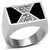 Stainless Steel Men's Ring with Round Clear Crystals and Epoxy - Size 10 - IMAGE 1