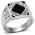 Stainless Steel Men's Ring with Clear Crystals and Epoxy - Size 9 - IMAGE 1