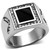 Men's Stainless Steel Ring with a Black and Clear Center- Size 8 - IMAGE 1