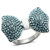 Women's High Polished Stainless Steel Bow Design Ring with Sea Blue Crystals - Size 9 - IMAGE 1