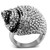 Women's High Polished Stainless Steel Snail Shell Shaped Ring with Crystals - Size 8 - IMAGE 1