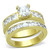 2-Piece Women's IP Gold Stainless Steel Wedding Ring Set with Cubic Zirconia, Size 9 - IMAGE 1