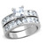2-Piece Stainless Steel Women's Wedding Ring Set with Square Cubic Zirconia, Size 8 - IMAGE 1