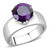 Women's Stainless Steel Solitaire Ring with Amethyst Cubic Zirconia - Size 5 (Pack of 2) - IMAGE 1