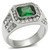 Men's Stainless Steel Ring with Emerald Synthetic Glass Stone and Clear Stones - Size 12 (Pack of 2) - IMAGE 1