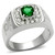 Men's Stainless Steel Ring with Round Emerald Synthetic Glass and Clear Stones - Size 10 (Pack of 2) - IMAGE 1