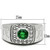 Men's Stainless Steel Ring with Round Emerald Synthetic Glass and Clear Stones - Size 9 (Pack of 2) - IMAGE 2