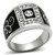 Men's Stainless Steel Ring with Round Clear Crystals and Epoxy - Size 7 - IMAGE 1