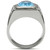 Men's Stainless Steel Ring with Light Sapphire Synthetic Glass and Clear Stones - Size 12 - IMAGE 3