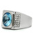Men's Stainless Steel Ring with Light Sapphire Synthetic Glass and Clear Stones - Size 12 - IMAGE 4