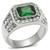 Men's Stainless Steel Ring with Emerald Synthetic Glass Stone and Clear Stones - Size 10 (Pack of 2) - IMAGE 1