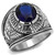 Stainless Steel Men's Ring with Sapphire Synthetic Glass Stone - Size 13 - IMAGE 1