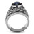 Stainless Steel Men's Ring with Sapphire Synthetic Glass Stone - Size 13 - IMAGE 4