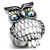 Women's Stainless Steel Owl Ring with Sea Blue Crystals - Size 7 - IMAGE 1