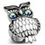 Women's Stainless Steel Owl Ring with Sea Blue Crystals - Size 7 - IMAGE 2
