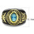 IP Gold Air Force Stainless Steel Unisex Ring with Sea Blue Synthetic Glass - Size 10 - IMAGE 2