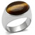 Men's Stainless Steel Ring with Topaz Tiger Eye Semi Precious Stone - Size 12 (Pack of 2) - IMAGE 1
