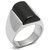 Men's Stainless Steel Ring with Black Jet Onyx Semi Precious Stone - Size 12 - IMAGE 1