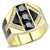 Men's Gold IP Stainless Steel Ring with Black Diamond Cubic Zirconia - Size 8 (Pack of 2) - IMAGE 1