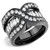 2-Piece Black IP Stainless Steel Women's Ring Set with Cubic Zirconia, Size 9 - IMAGE 1