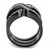 2-Piece Black IP Stainless Steel Women's Ring Set with Cubic Zirconia, Size 9 - IMAGE 3