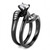 Women's Black IP Stainless Steel Ring with Cubic Zirconia - Size 6 - IMAGE 4