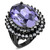 Women's Black IP Stainless Steel Ring with Tanzanite and Clear Crystals - Size 5 - IMAGE 1
