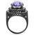 Women's Black IP Stainless Steel Ring with Tanzanite and Clear Crystals - Size 8 - IMAGE 3