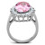 Women's Stainless Steel Ring with Rose and Clear Synthetic Glass Stones - Size 7 - IMAGE 3