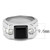 Stainless Steel Men's Ring with Jet Black Synthetic Onyx - Size 9 - IMAGE 2