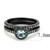 2-Piece Women's Stainless Steel Wedding Ring Set with Sea Blue Synthetic Stone, Size 5 - IMAGE 2