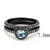 2-Piece Women's Stainless Steel Wedding Ring Set with Sea Blue Synthetic Stone, Size 6 - IMAGE 2