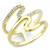 Women's Ion Plated Gold Stainless Steel Ring with Crystals - Size 7 (Pack of 2) - IMAGE 1