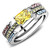 3-Piece Women's Stainless Steel Ring Set with Yellow Topaz CZ, Size 8 - IMAGE 1