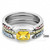 3-Piece Women's Stainless Steel Ring Set with Yellow Topaz CZ, Size 8 - IMAGE 2