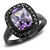 Women's Black IP Stainless Steel Ring with Amethyst Cubic Zirconia - Size 9 (Pack of 2) - IMAGE 1