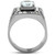 Stainless Steel Men's Ring with Cubic Zirconia Stones - Size 9 - IMAGE 3