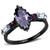 IP Black Stainless Steel Women's Ring with Marquise Amethyst CZ - Size 6 (Pack of 2) - IMAGE 1
