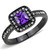 IP Black Women's Stainless Steel Ring with Tanzanite AAA Grade CZ - Size 7 (Pack of 2) - IMAGE 1