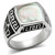 Men's Stainless Steel Ring with Gray Precious Stone Conch - Size 10 - IMAGE 1