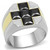 Men's Two Tone Ion Plated Gold Stainless Steel Ring with Black Diamond CZ - Size 13 (Pack of 2) - IMAGE 1
