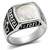 Men's Stainless Steel Ring with Gray Precious Stone Conch - Size 11 - IMAGE 1