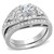 2-Piece Women's Stainless Steel Halo Wedding Ring Set with Cubic Zirconia, Size 7 - IMAGE 1